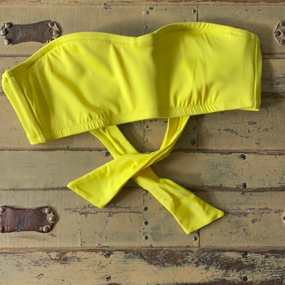 J. CREW BIKINI TOP STRETCH YELLOW BANDEAU BIKINI TOP M